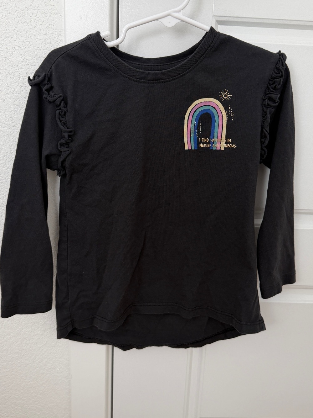Tea Collection Long Sleeved Ruffle Tee Metallic Rainbow 3T Toddler Girl - Picture 2 of 6